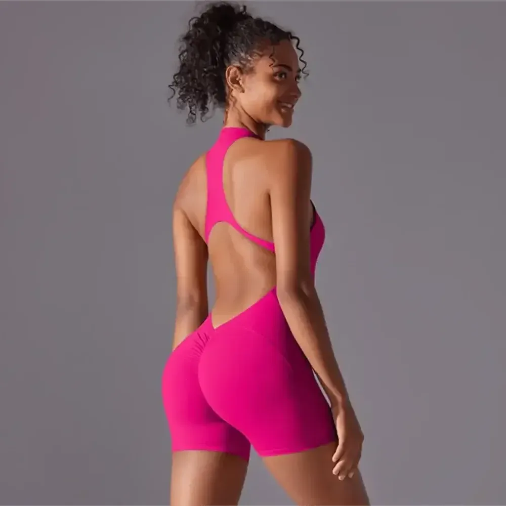 GAINE COMBINAISON ROSE FITNESS FEMME