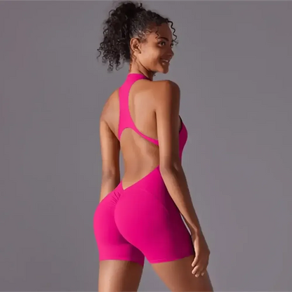 GAINE COMBINAISON ROSE FITNESS FEMME